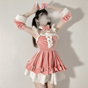 万圣节cos兔女郎cosplay纯欲套装 制服粉色性感吊带连衣裙演出服装