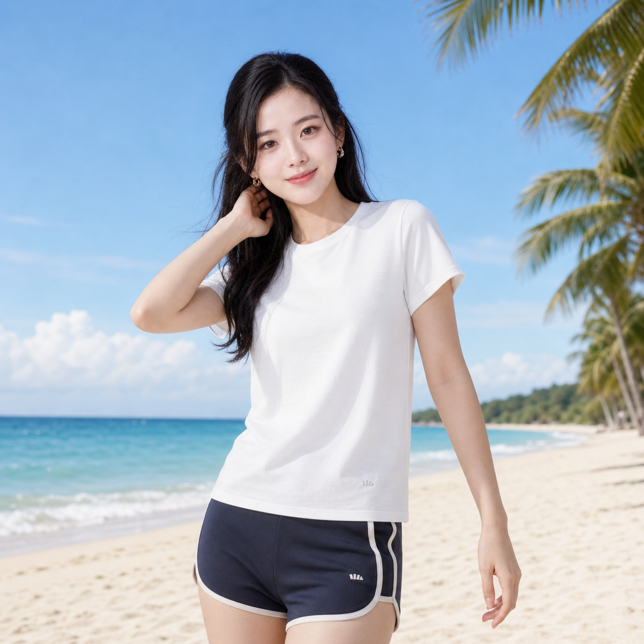 蕉下T恤女棉短袖上衣休闲春夏白色通勤修身透气衣服户外打底衫