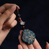 中国风定制刻字汽车钥匙挂件男女高档创意檀木网红情侣挂饰钥匙扣