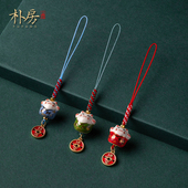 朴房招财猫手机挂绳挂饰u盘挂件手机吊坠陶瓷可爱小挂件手工编织