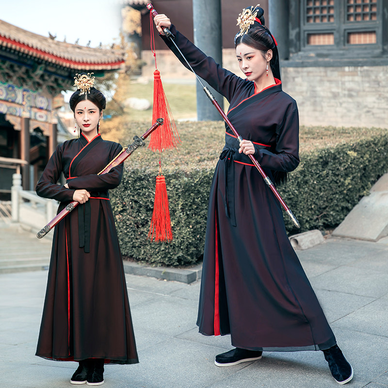 中国风古装女武侠表演服扶摇同款黑色春款汉服齐腰交领侠客演出服,女装/女士精品,汉服套装,淘宝优惠券,粉丝福利购,淘宝优惠卷