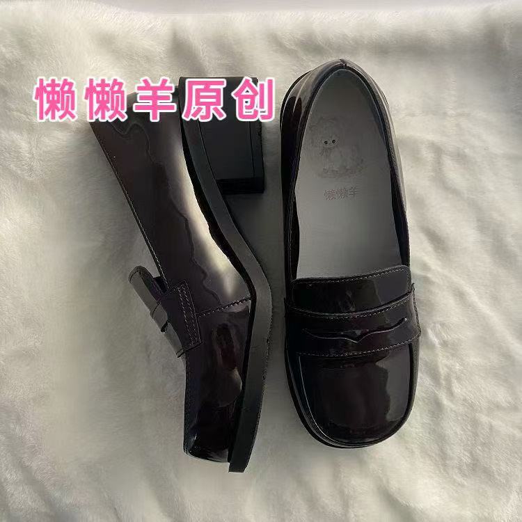 Lolita洛丽塔Jk制服正统学院懒懒羊小皮鞋圆头效感耐磨大底日系1