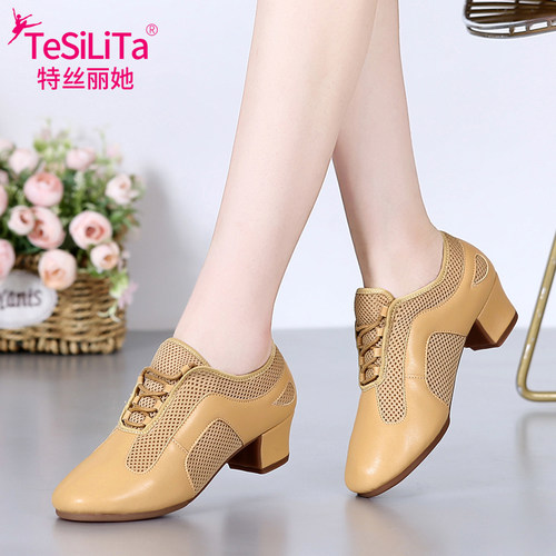 拉丁舞鞋女软底形体鞋教师鞋