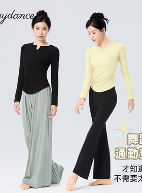 舞蹈服上衣长袖女成人现代舞练功服形体服新款短袖中国舞日常可穿