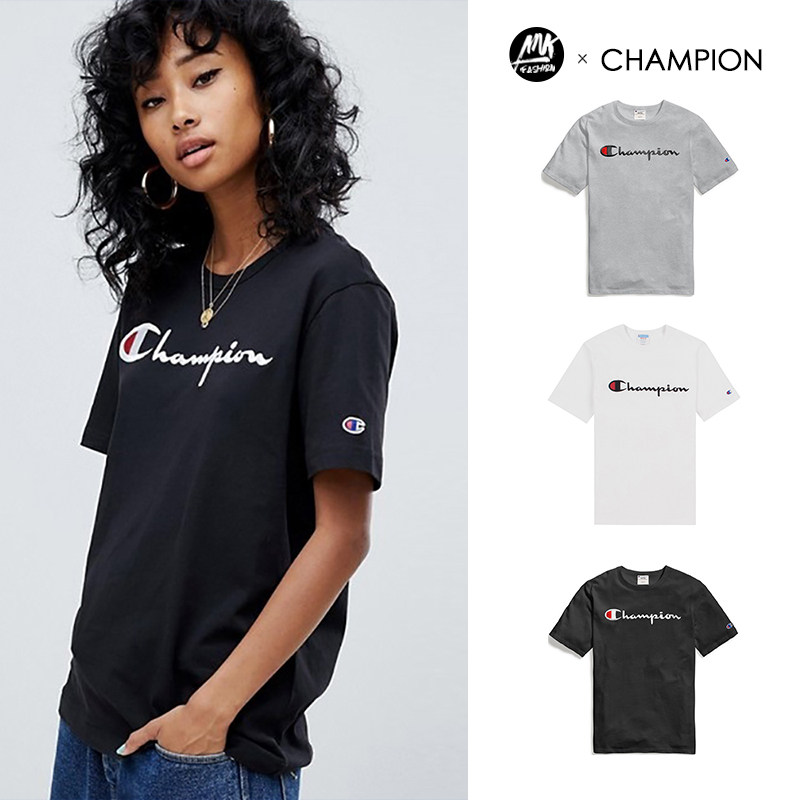 champion新款【刺绣款】 经典情侣男女款基础草写字母圆领短袖t恤