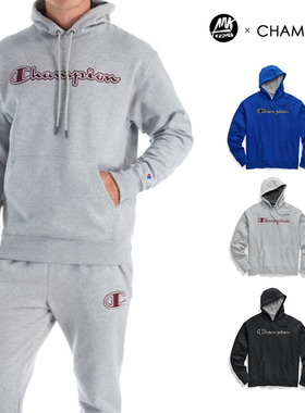 Champion冠军美版加绒连帽卫衣男草写logo套头衫潮牌GF89H Y07974