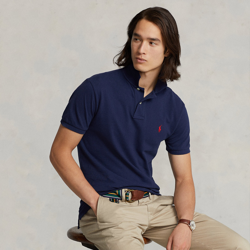POLO RALPH LAUREN拉夫·劳伦 男士修身翻领小马标纯色短袖Polo衫