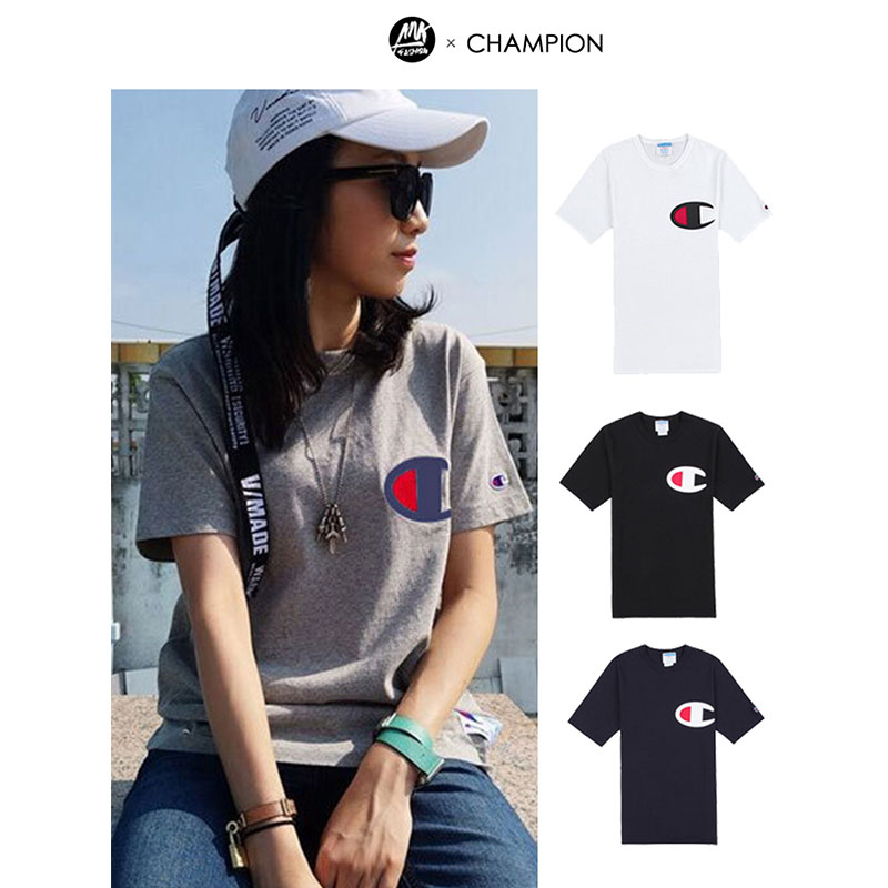 champion冠军美版春夏男女同款短袖t恤大c标logo打底衫潮集c