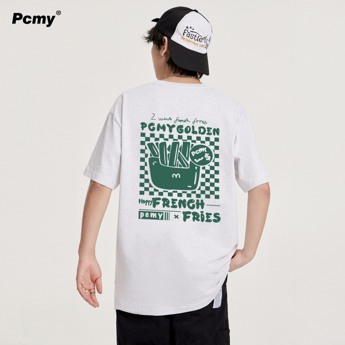 PCMY摇摇薯条美式潮牌短袖2026夏季新款情侣装全棉休闲宽松T恤男
