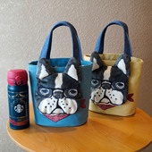 新款 大脸保罗帆布包女手提水桶包可爱立体小狗遛弯包出口正品