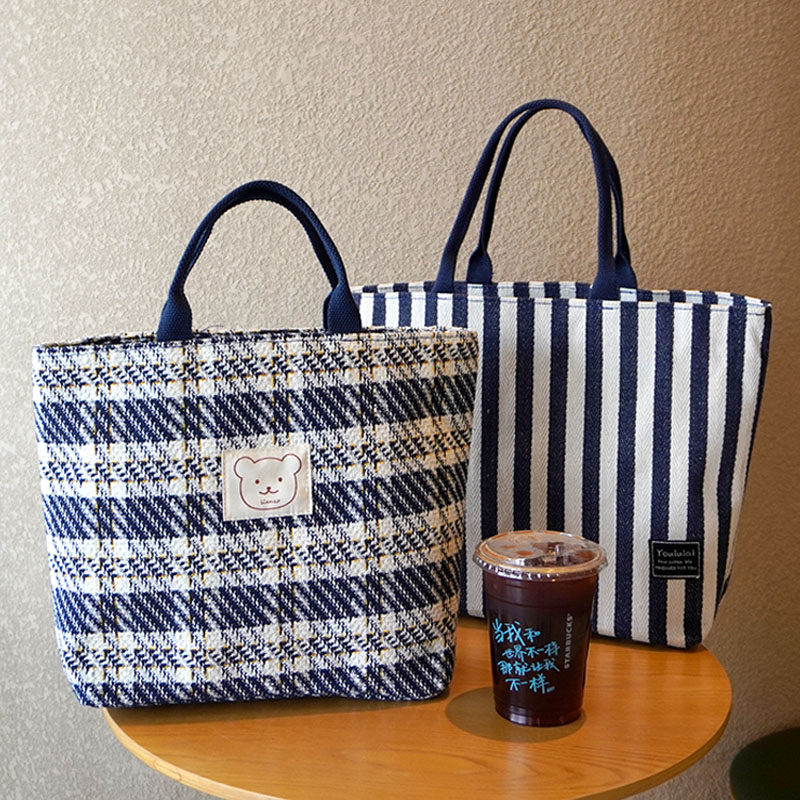 新款ins托特电脑包经典条纹