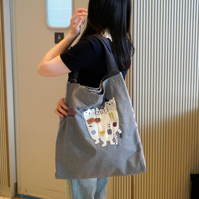 日本kusuguru猫咪双层帆布包