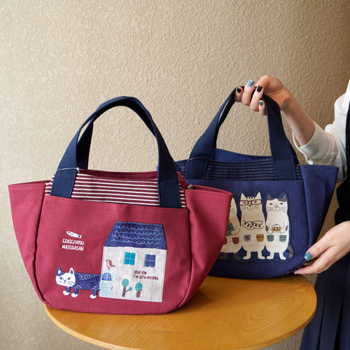 口日本正品加厚帆布刺绣手提包