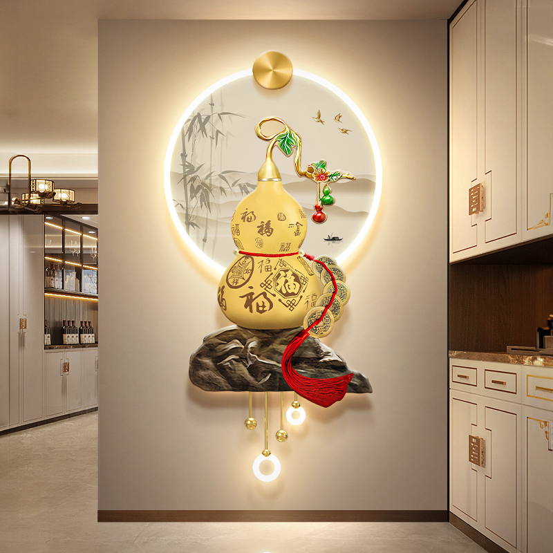 新中式五福临门玄关装饰画