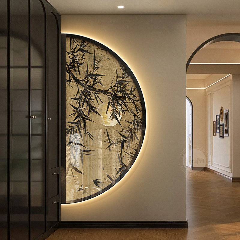 竹子玄关装饰画新中式led灯画中古风入户走廊过道挂画梅花墙壁画,家居饰品,现代装饰画,淘宝优惠券,粉丝福利购,淘宝优惠卷