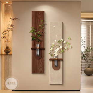 中古风玄关装饰画高级感水培绿植走廊过道挂画立体客厅入户门壁画