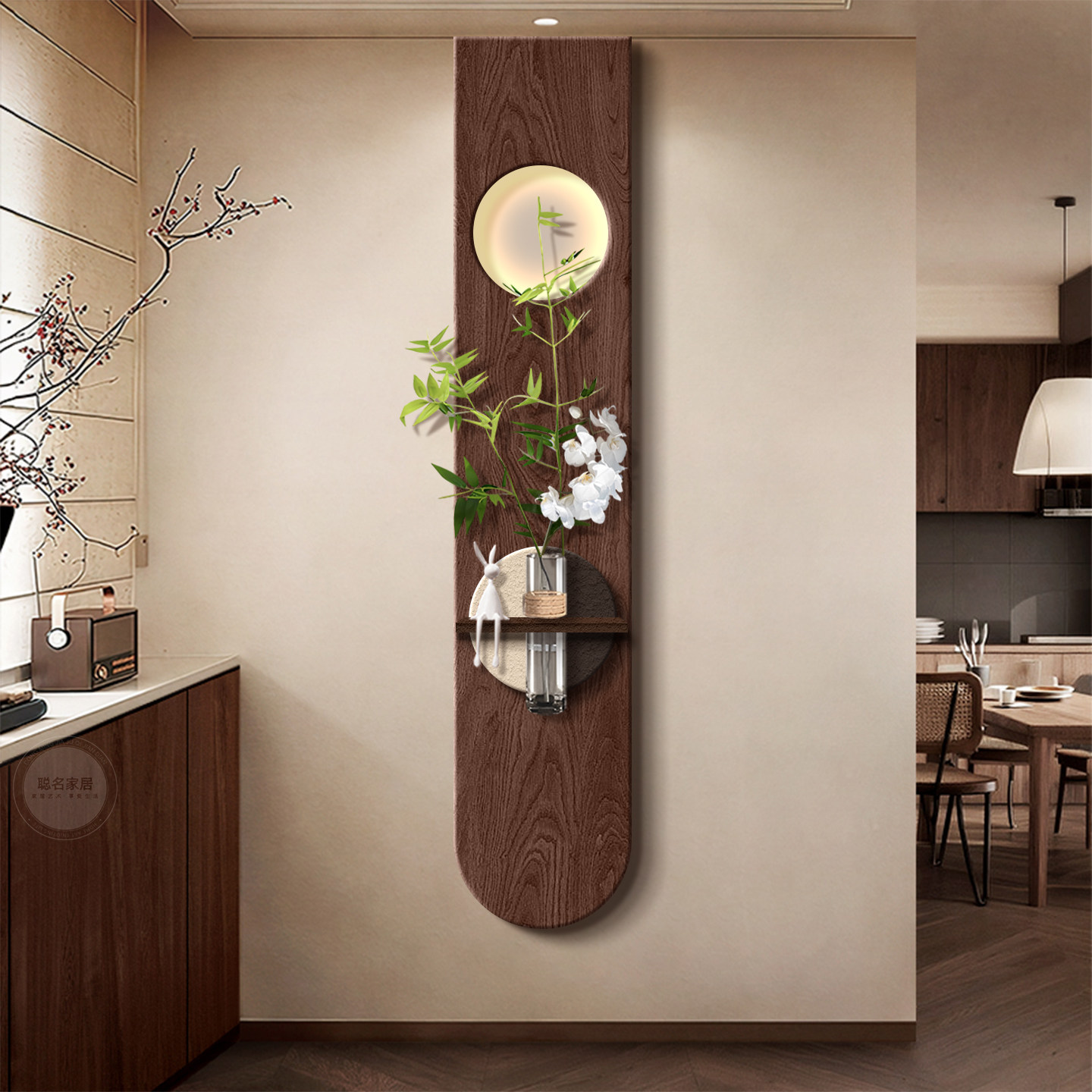 中古风入户玄关装饰画2026新款客厅走廊过道挂画高级感长条壁灯画