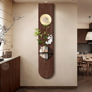 中古风入户玄关装饰画2026新款客厅走廊过道挂画高级感长条壁灯画