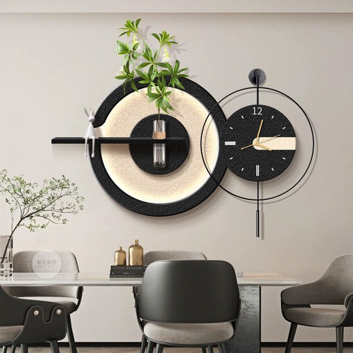 轻奢高级感餐厅装饰画时钟客厅