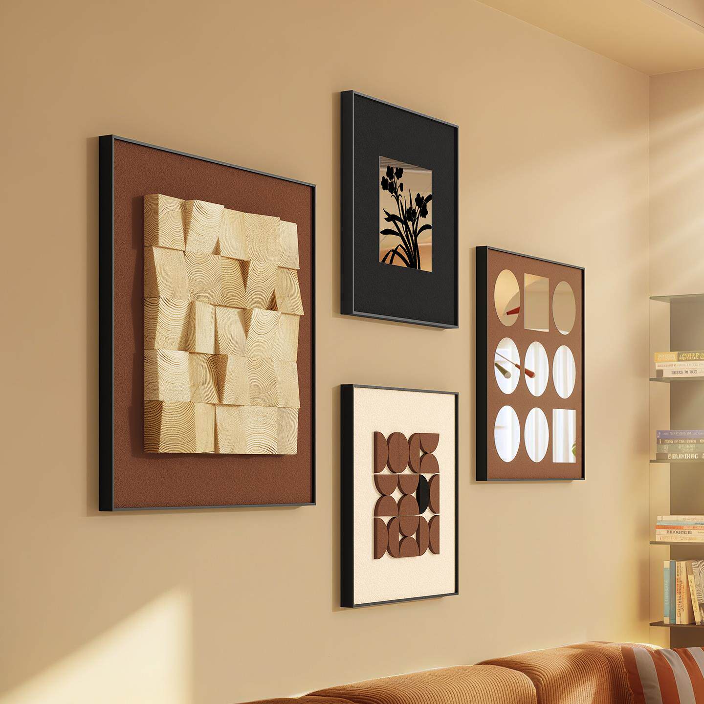 立体镜子镜面2025新款法式中古风高级感客厅装饰画沙发背景墙挂画