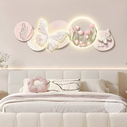 奶油风蝴蝶卧室床头装饰画