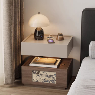 2026新款悬浮床头柜多功能无线充电意式极简床边柜轻奢高级感收纳