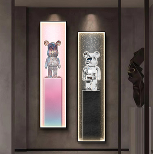 饰画客厅背景墙挂画发光壁画 高级感暴力熊led灯画轻奢入户玄关装