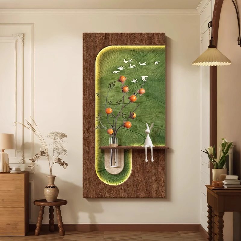 奶油风水培绿植装饰画墙壁灯入户玄关客厅背景墙书房挂画新款高端