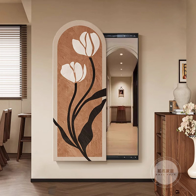法式复古玄关装饰画推拉镜