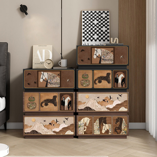 实木床头柜卧室轻奢极简储物家用创意收纳柜黑色轻奢高级感床边柜