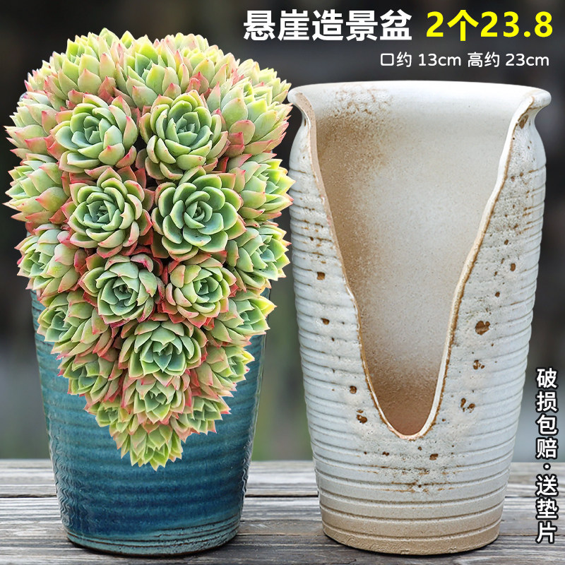 多肉花盆陶瓷家用清仓特价创意个性深切缺口悬崖造型老桩专用盆34