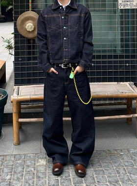 Satrt美式vibe直筒阔腿复古水洗赤耳原浆牛仔裤男慵懒休闲长裤