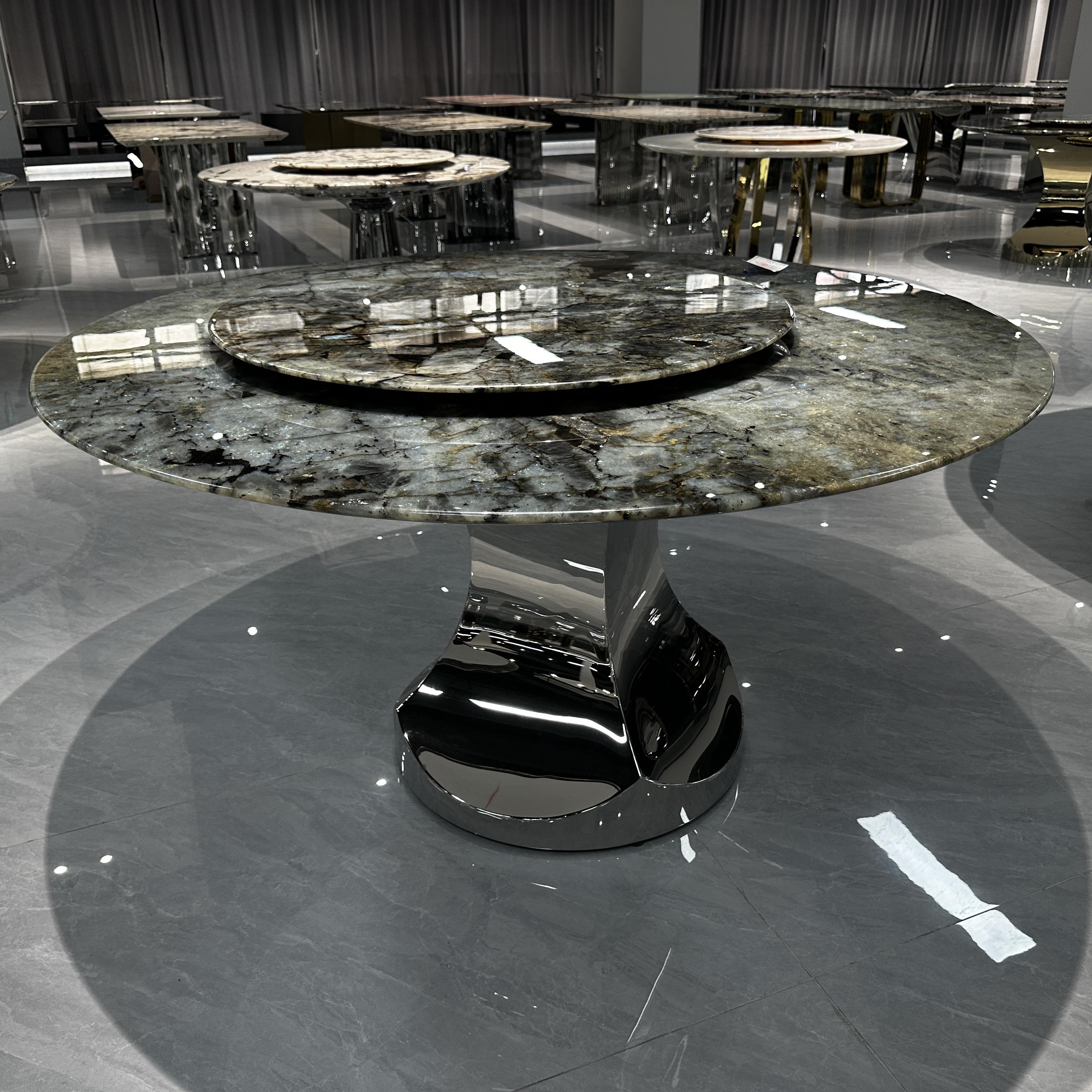 不锈钢桌腿大理石餐桌腿支架轻奢岩板长桌圆桌底座奢石餐台脚支架