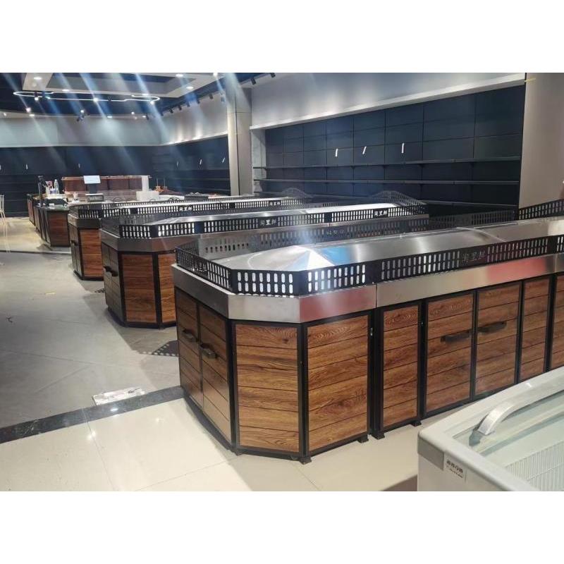 胖东来同款果蔬货架超市永辉款水果架便利店生鲜蔬菜架钢木展示架