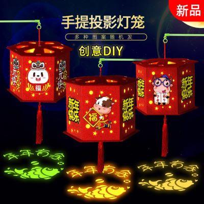 元宵节灯马走笼吊灯儿童手y发光手B工制作di提小红灯笼挂饰过新年