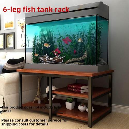 钢-木实木鱼缸底座柜客厅鱼缸架子锻铁储物架鱼缸桌底架鱼缸架