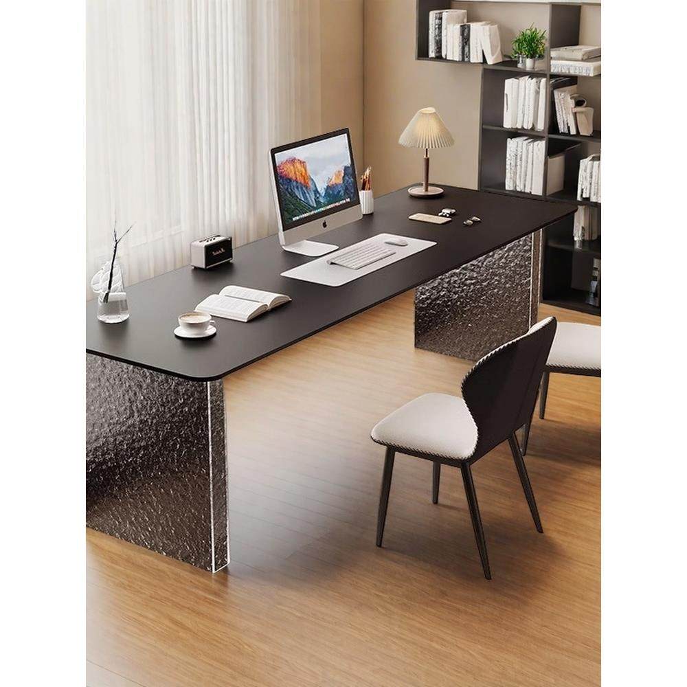 亚克力电脑桌白色岩板轻奢悬浮书桌家用书房写字办公桌会议工作台