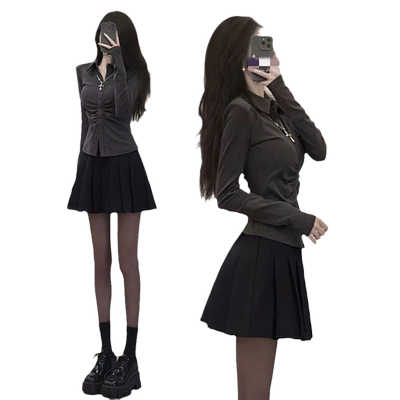 小个子约会JK制服学院风衬衫套装