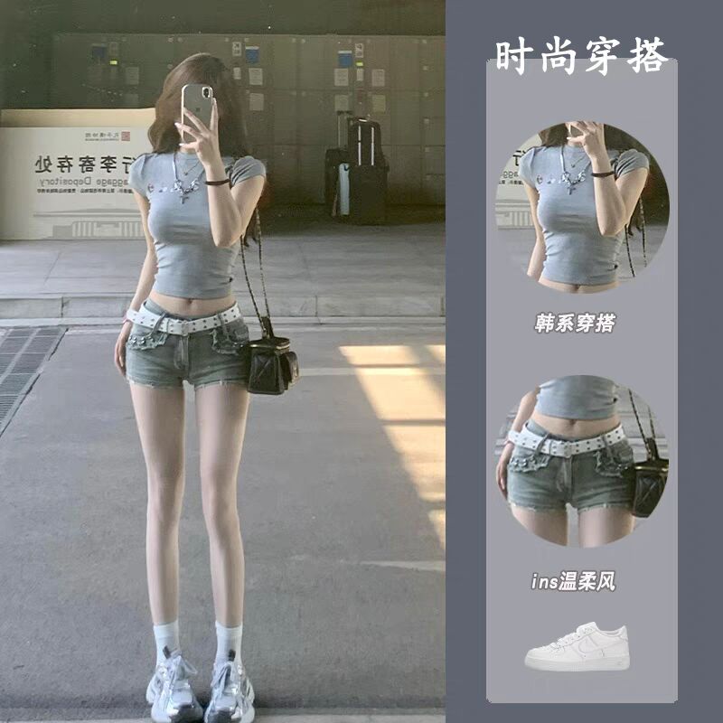 御姐小个子美式辣妹上衣牛仔短裤