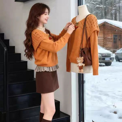 高级感独特小香风针织毛衣裙子女