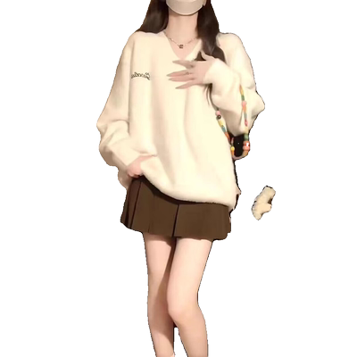 小个子炸街慵懒风毛衣百褶裙套装