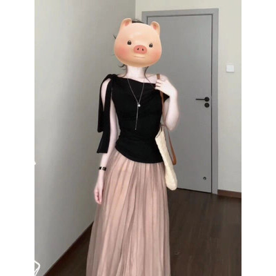 高级感法式温柔风露肩上衣裙子夏