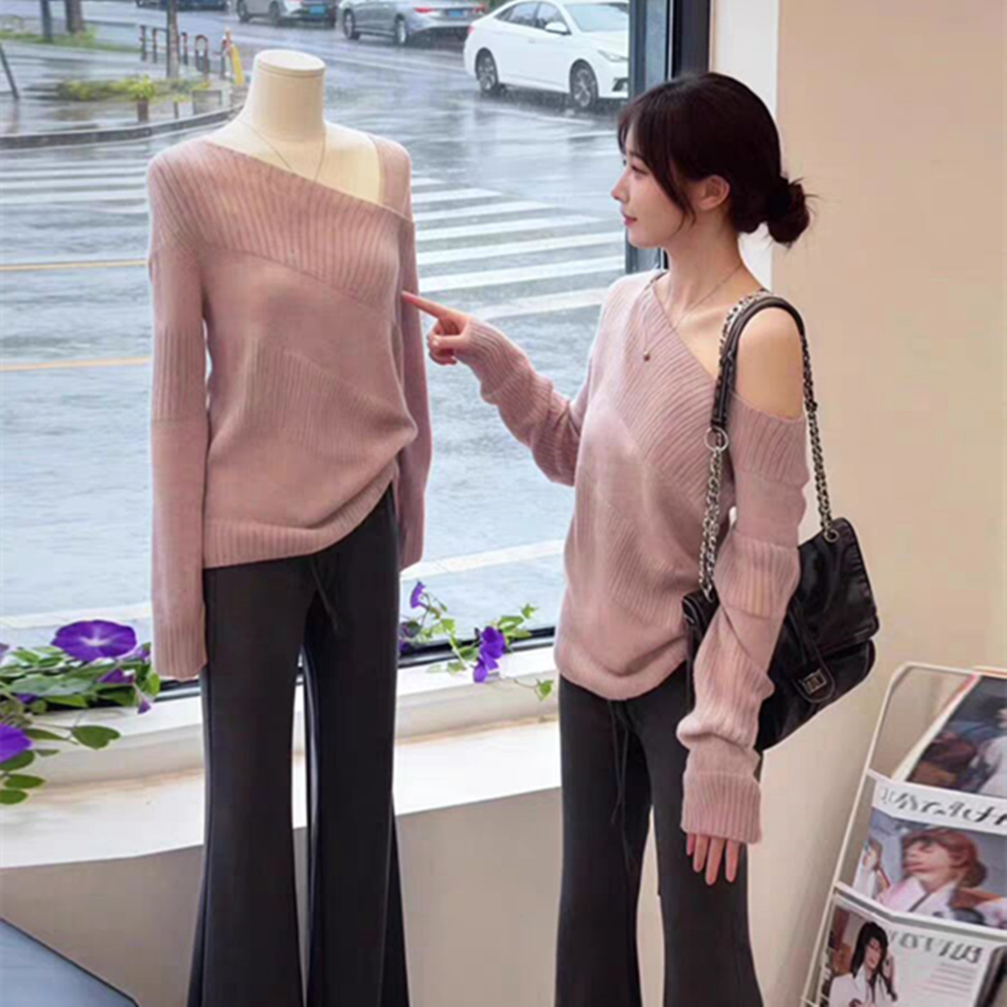 巨好看的穿搭宽松毛衣内搭上衣女