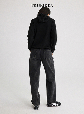 trueidea新品 爆款加色 酵素洗水磨白黑牛仔裤 百搭直筒牛仔裤