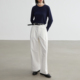 24春夏高腰直筒阔腿裤 trueidea24夏 乳白色水洗纯棉拖地裤