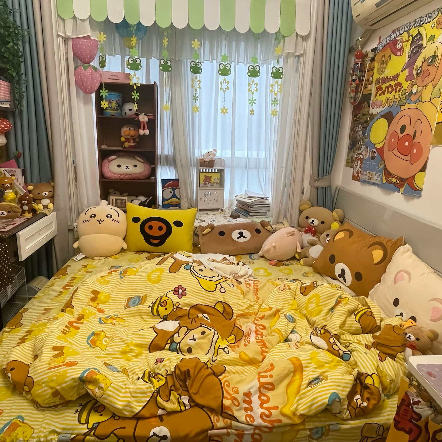 床单床笠被套可爱小熊条纹床上用品儿童卡通双面印花四件套