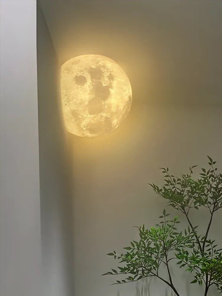 奶油风半圆月球吸顶灯半球壁灯过道楼梯卧室床头灯艺术壁灯滚塑灯