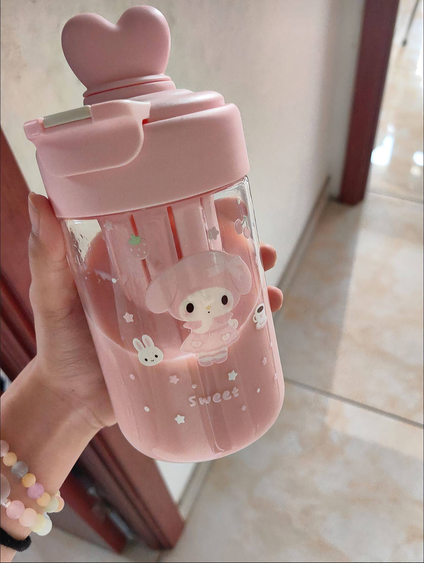 可爱女生高颜值少女心塑料杯校园小众学生双饮便携随手杯