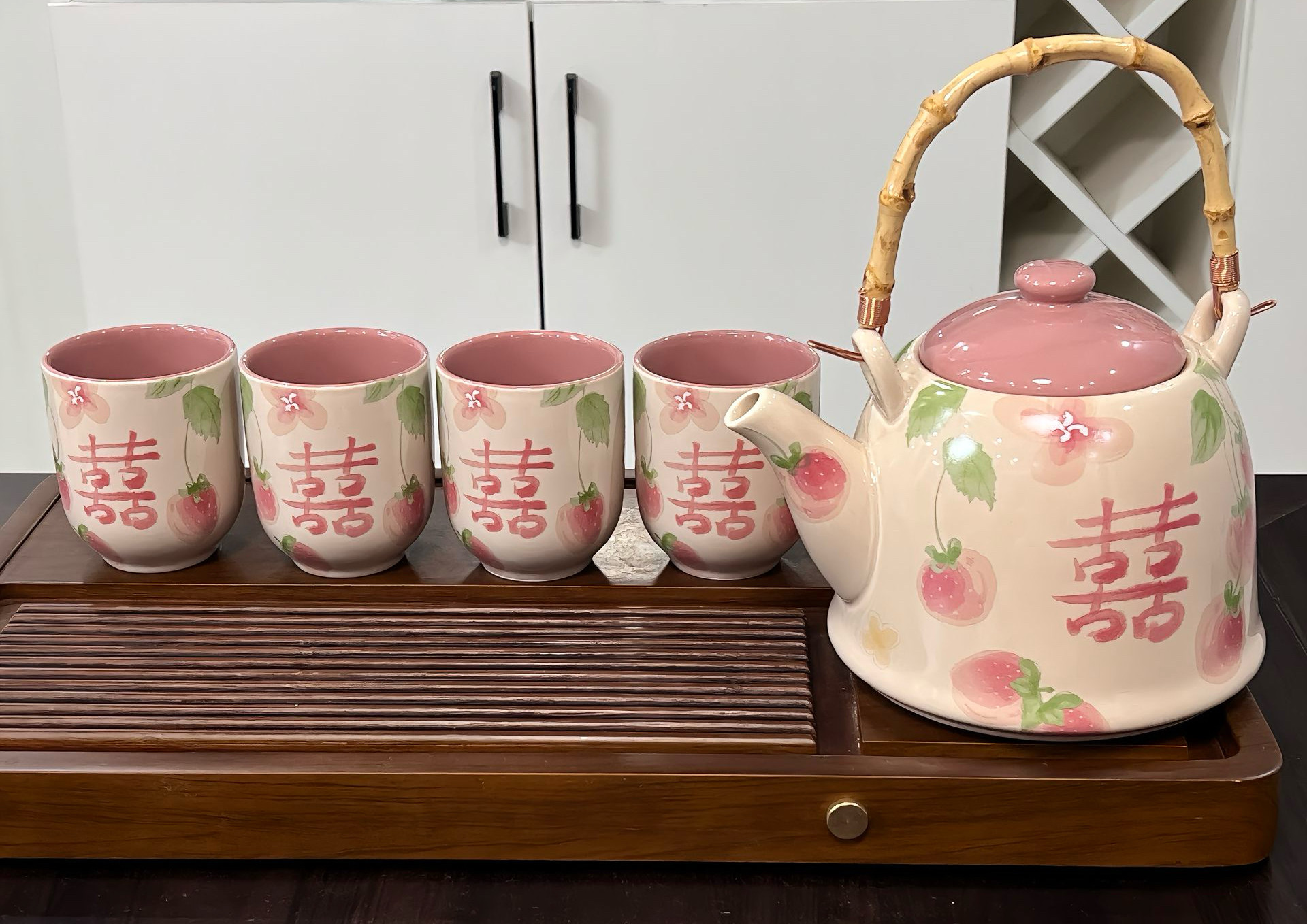 陶瓷茶具套装可爱清新粉色套盒茶壶茶杯耐高温乔迁新居订婚结婚