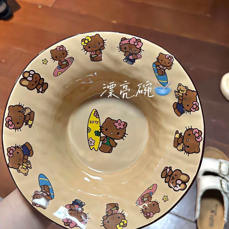 新款哈喽黑皮KT盘子沙拉碗螺蛳粉碗宿舍居家分餐盘